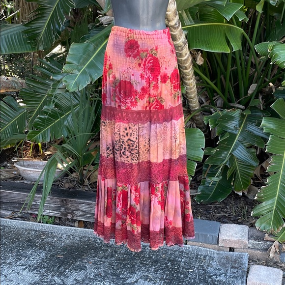 Martina Dresses & Skirts - Drop waist , leopard, dark floral and lace maxi teared skirt